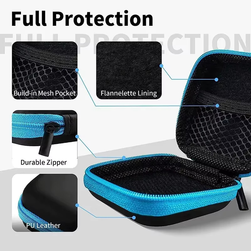 Tragbare Mini Kopfhörertasche und USB-Kabel-Etui in Rot zur Aufbewahrung von Zubehör - Bild 3