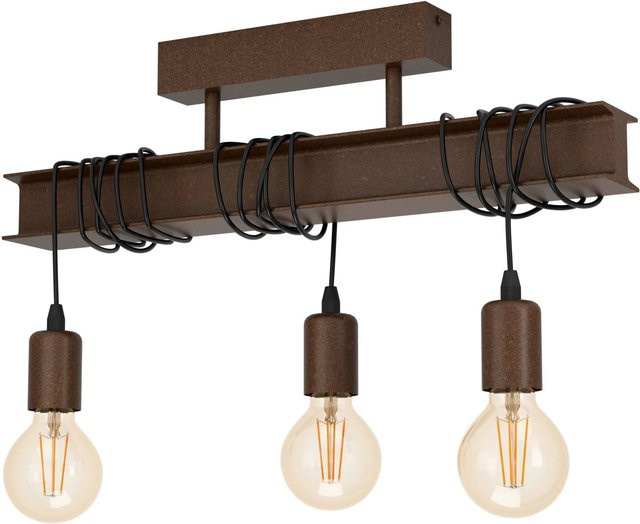 Eglo Deckenleuchte Townshend4 3-flammig in Antik Braun im Industrial-Look, Durchmesser: 26 cm, Höhe: 14 cm - Bild 1