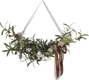 Tooarts Künstliche Olivenzweige und Baumwollkranz in Beige und Grün als Dekorative Blumen für Hochzeit und Landhaus-Stil - Bild 1