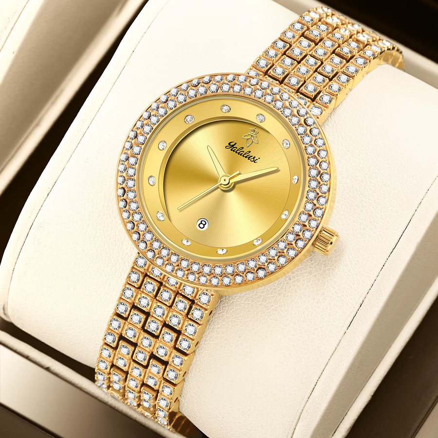 YaLaLuSi Armbanduhr, Quarz, Gold, Bicolor, Diamantbesetzt, Damen - Bild 2