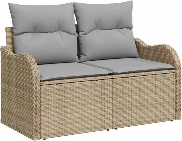 vidaXL Garten-Sofa-Set 11-teilig aus Poly-Rattan und Stahl in Beige und Grau mit UV-beständigen Kissen - Bild 1