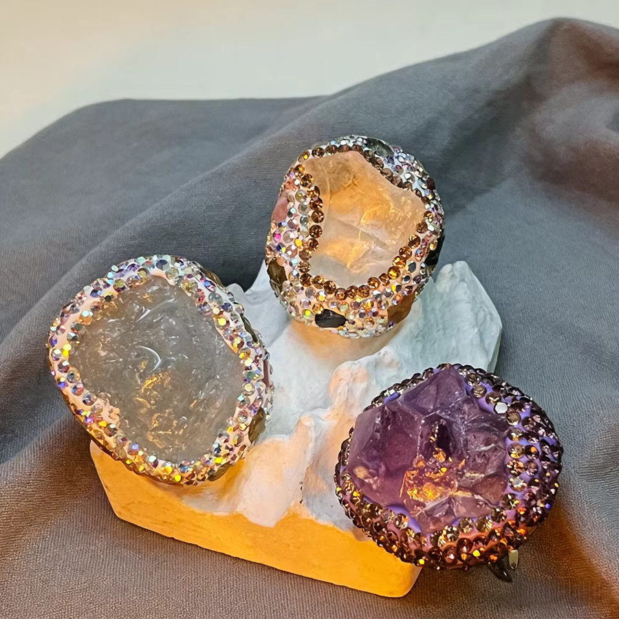 Armreif Amethyst Quarz Kristall, Zirkonia, Aquamarin, Damen - Bild 2