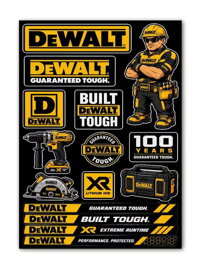 DEWALT Graffiti-Aufkleber aus wasserfestem PVC in Multicolour für Auto, Motorrad, Skateboard und Helm - Bild 3
