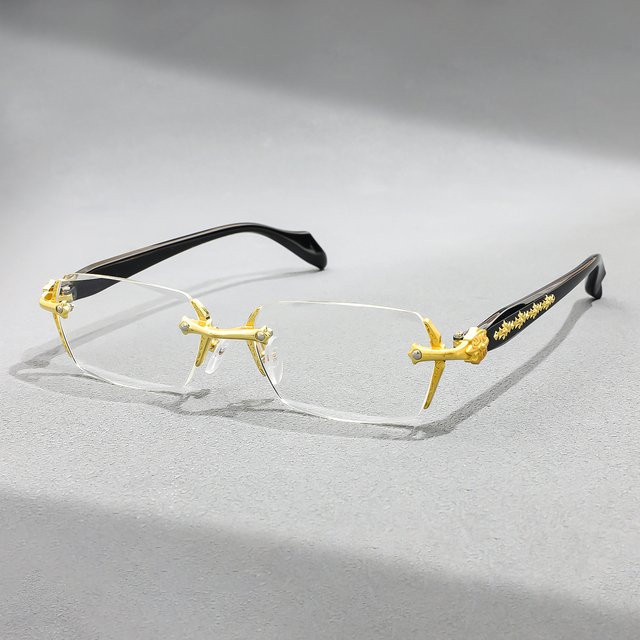 Lesebrille, randlos, rectangular, Metall, Krokodil, Unisex, Blaulichtfilter - Bild 1