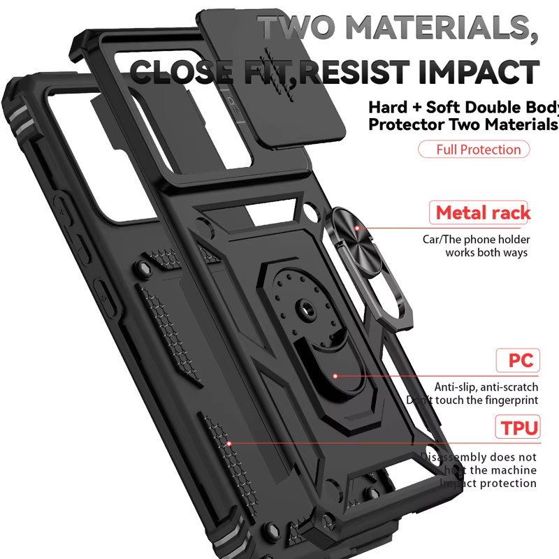FaLi Qisubao Armor-Hülle für Xiaomi 15T Pro und 14T Pro mit Schiebeobjektivschutz und magnetischem Halterungsring in Schwarz oder Rot - Bild 2