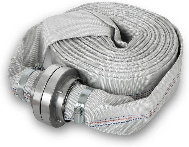 Eberth Feuerwehrschlauch Flachschlauch mit Storz 52-C Kupplung, 2 Zoll, Länge: 20 m, Blau/Grau - Bild 1