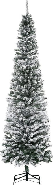 Furnicato Künstlicher Weihnachtsbaum als Bleistift-Kiefernbaum in Grün mit Schnee, Höhe: 225 cm - Bild 1