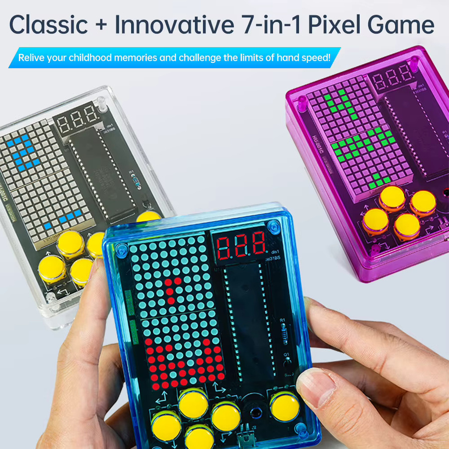 Aideepen DIY Pixel Spielkonsole Game Kit mit Acrylgehäuse und USB-C Anschluss, Green/Multicolour - Bild 3