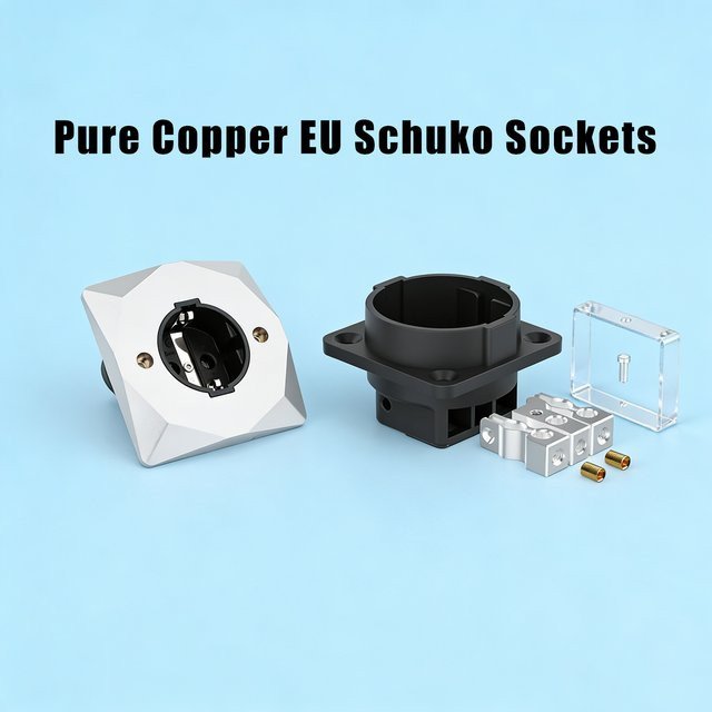 Monosaudio ES3R EU-Schuko-Steckdose aus Reinkupfer mit Rhodium-Beschichtung - Bild 1