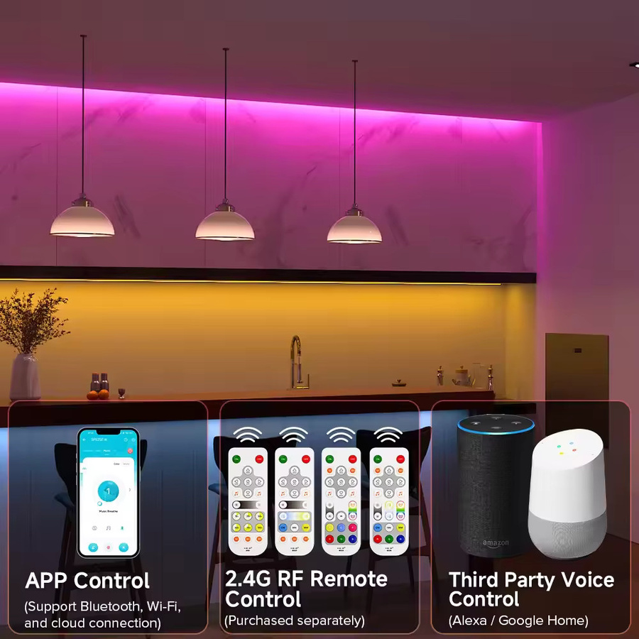 YSRSAI RGBIC Neon Flex LED Streifen mit WiFi Smart Controller und Musik-Sync, Multicolour Dreamcolor Chasing Light für Party und Schlafzimmer, 12V - Bild 3