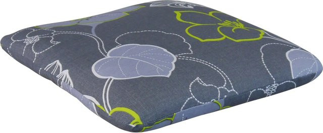 Angerer Sitzkissen Meran Grau-grün mit Blumenmuster, B/T/H: 42 x 42 x 6 cm - Bild 1