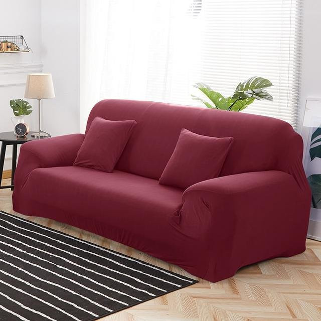 Levivel Wasserdichter Stretch-Sofabezug von Yiran Furniture, einfarbig in Weinrot, elastisch und rutschfest für 2-Sitzer (Breite: 145-185 cm) - Bild 1