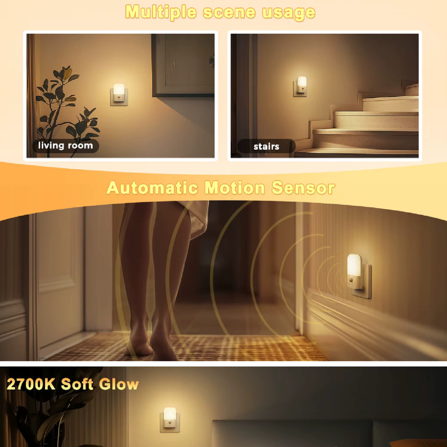Ouelico LED Nachtlicht mit Bewegungssensor, Plug-in Wandsensor in Weiß, Warmweiß 2700 K - Bild 3