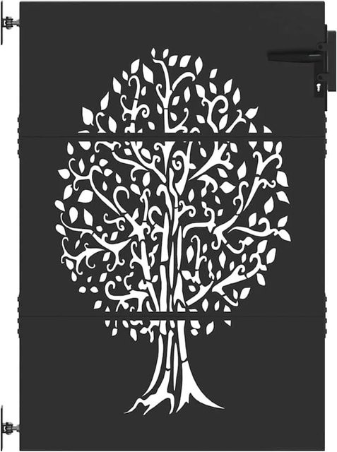 vidaXL Gartentor Gartenzaun aus Cortenstahl in Baumdesign, Farbe: Schwarz, B/H: 85 x 75 cm - Bild 1