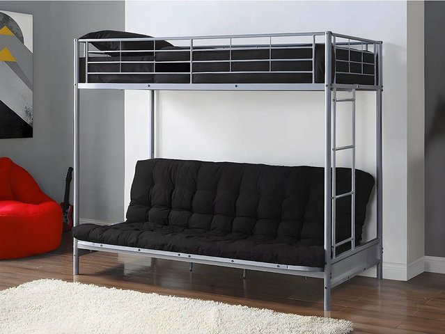 Vente-unique Hochbett Modulo Single aus Metall in Grau-silber im Industriestil, B/T/H: 198 x 96 x 170 cm - Bild 1