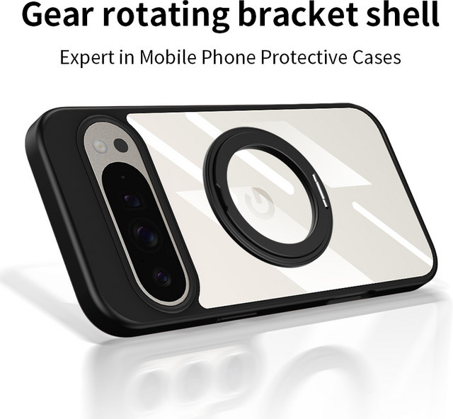 Dolob Magnetische Handyhülle mit rotierender Getriebehalterung für Google Pixel 8 9 Pro 8A 9A 9pro XL, transparente PC-Schutzhülle mit Anti-Drop-Funktion - Bild 1