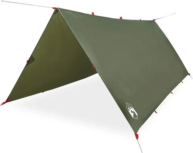 vidaXL Tarp Olivgrün aus Polyester, Wasserdicht, B/T: 366 x 306 cm - Bild 1