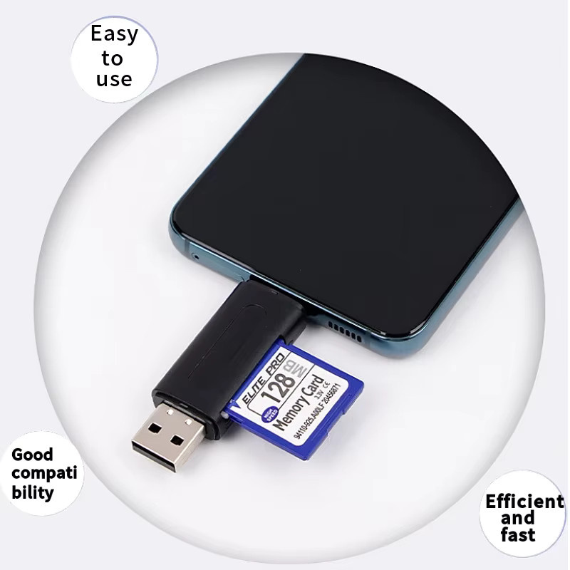 Tutew 4-in-1 USB-C Kartenleser für Mini SD und TF Karten, schwarzer externer Speicher mit USB 2.0 Anschluss - Bild 5