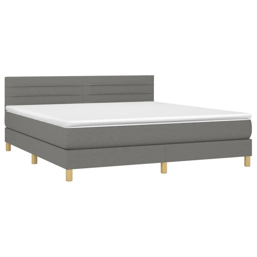vidaXL Boxspringbett mit Matratze in Dunkelgrau, Hybridbett mit LED-Unterbettbeleuchtung und USB-Ladeport, B/T: 180 x 200 cm - Bild 2
