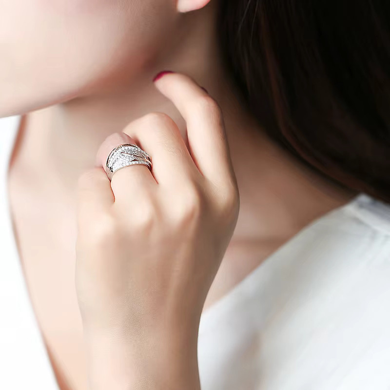 Huitan Ringe, Bicolor, Silber, Rose Gold, Zirkonia, Damen - Bild 2