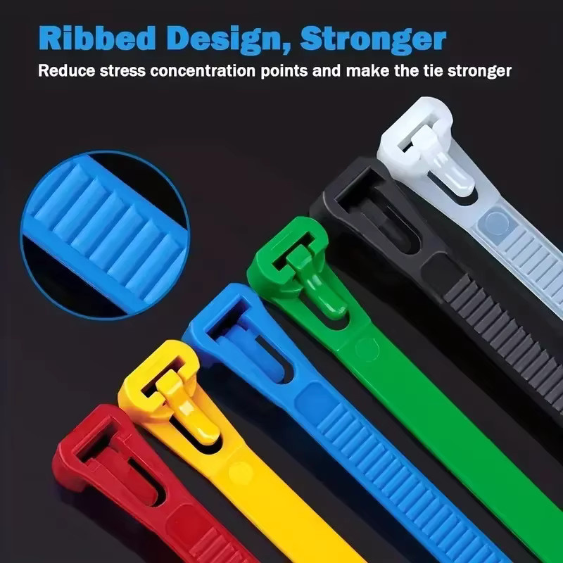 100 wiederverwendbare Nylon-Kabelbinder in Weiß und gemischten Farben, abnehmbar und recycelbar - Bild 3