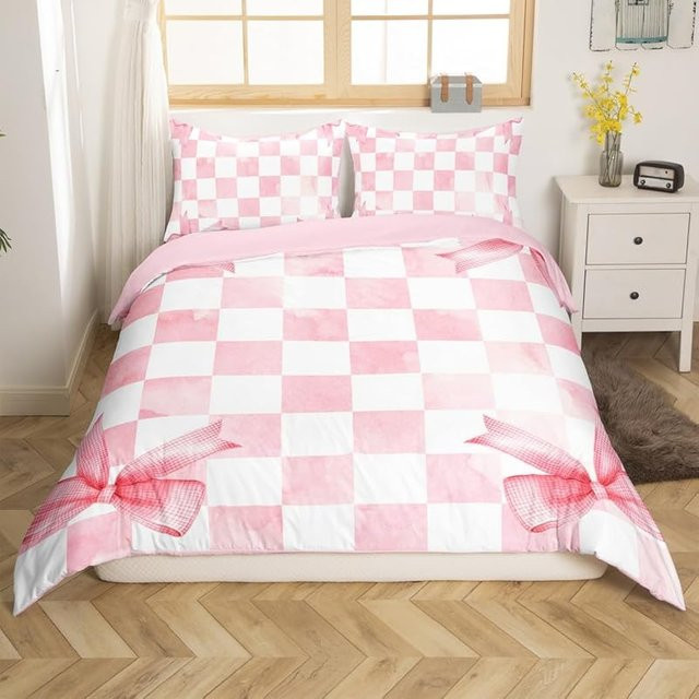 Allbestart Bettwäscheset Prinzessin mit Schleifen Motiv in Rosa und Weiß, bestehend aus einer Bettdecke und 2 Kissenbezügen, Material Mikrofaser, B/H: 172 x 218 cm - Bild 1