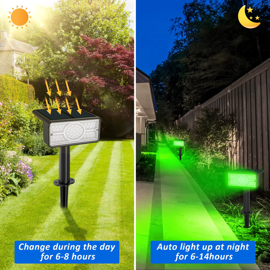 T-SUNRISE Solar LED Wandstrahler IP65 Wasserdicht für Garten und Terrasse, Farbe: Schwarz, RGB Multicolour (Blau, Grün, Weiß) - Bild 6
