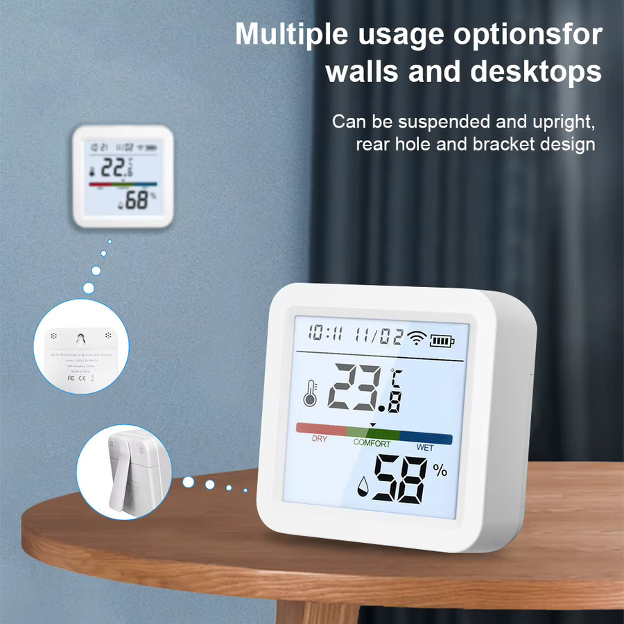 Tuya Smart Home Temperatur und Feuchtigkeit Sensor mit Hintergrundbeleuchtung, WIFI oder Zigbee Hygrometer und Thermometer, Farbe: Weiß - Bild 2