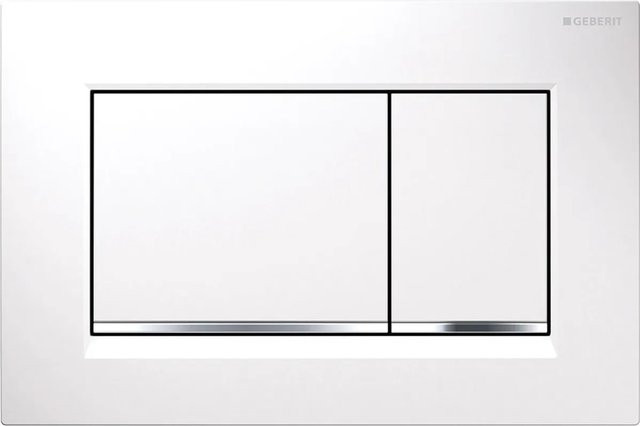 Geberit Betätigungsplatte Sigma 20 Weiß mit Chrom-Streifen und 2-Mengen-Spülung aus Kunststoff - Bild 1