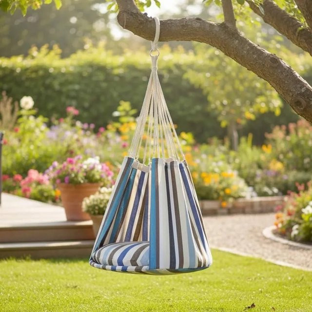 Bessagi Garden Hängesessel Funny Multicolor im Boho-Stil mit Metallgestell und Outdoorstoff, B/T/H: 80 x 80 x 130 cm - Bild 1