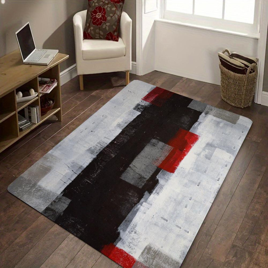 BC-Warm Home Bereichsteppich mit abstraktem Design in Grau und Rot, maschinengewebter Teppich aus Polyester, rutschfest und waschbar, B/T: 60 x 40 cm - Bild 2
