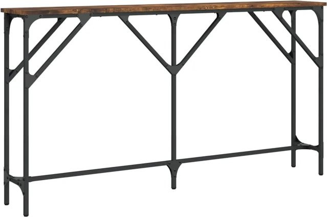 vidaXL Konsolentisch Räuchereiche in Braun aus Holzwerkstoff und Metall, B/T/H: 140 x 23 x 75 cm - Bild 1