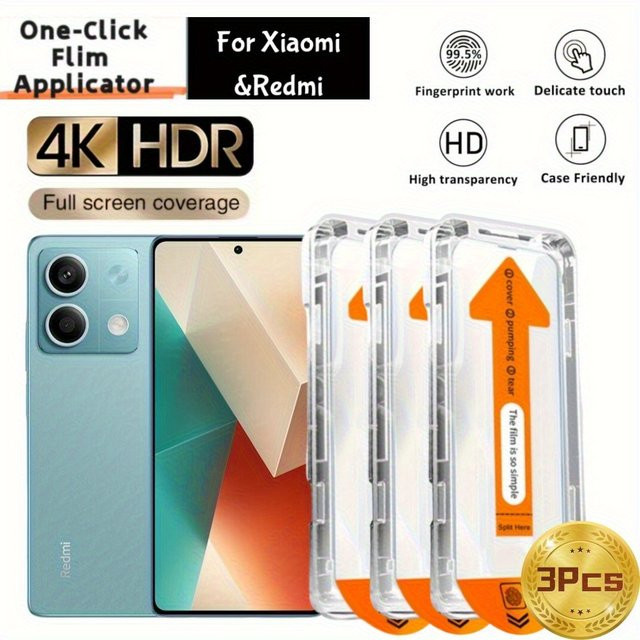 3-teiliges HD-Clear Pro Displayschutz-Set für Xiaomi 13T, Redmi Note 12, 13C, A3, Note 10, 11, 12, 13, 14 Pro, transparent, 9H Härte - Bild 1
