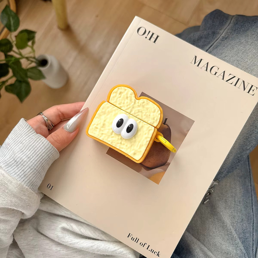Big Eye Toast Schutzhülle für Apple AirPods Pro 1 2 3 und AirPods 4 in Gelb, stoßfest und staubdicht - Bild 3