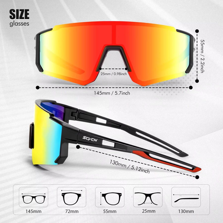 SCVCN Sportsonnenbrille, Unisex, Vollrand, Wrap - Bild 3