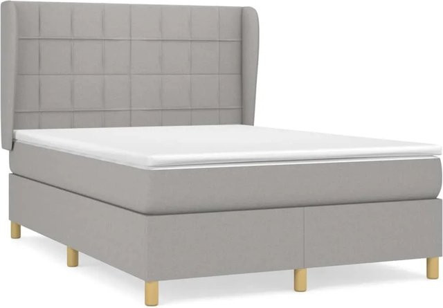 vidaXL Boxspringbett mit Matratze Hybrid-Design in Hellgrau, B/T/H: 140 x 190 x 128 cm - Bild 1