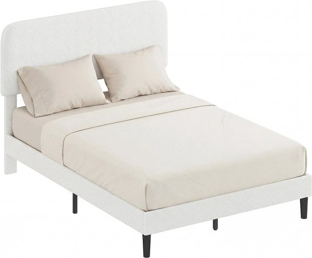 HOMCOM Bettgestell im skandinavischen Design aus Teddy-Fleece und Metall in Weiß, B/T/H: 151 x 205 x 117 cm - Bild 1