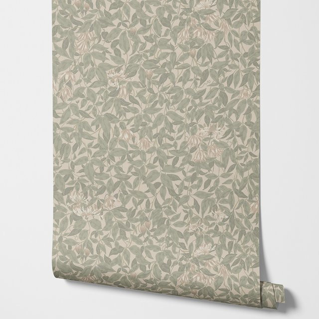 Selbstklebende Vintage-Tapete mit Blättermotiv von Pixel&Wall in Gartengrün - Bild 1