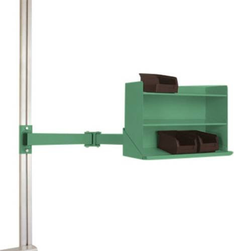 Manuflex LZ8248.6011 ESD Sichtboxen-Regal-Halter für UNIVERSAL und CANTOLAB mit Doppelgelenk, Farbe: Grün, B/T/H: 43,5 x 16,5 x 12,0 cm - Bild 1