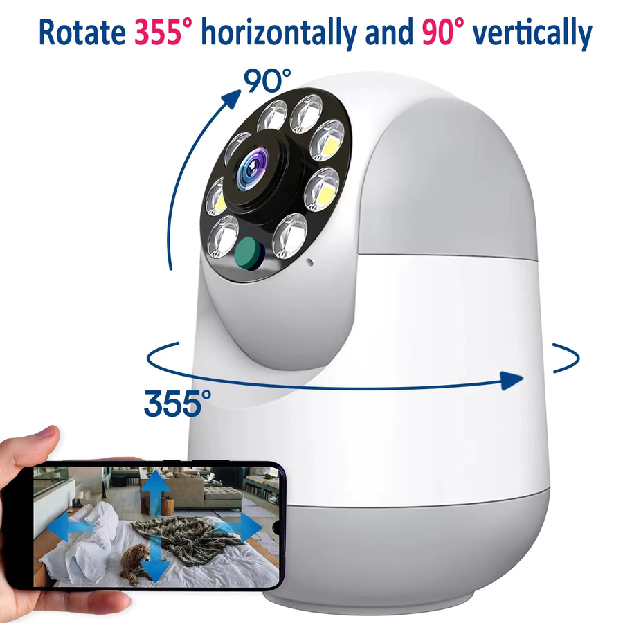 Woolink 3MP WLAN Smart Home IP-Kamera mit 2,4GHz, PTZ 360° Schwenkfunktion, PIR-Bewegungserkennung und Nachtsicht in Weiß - Bild 2
