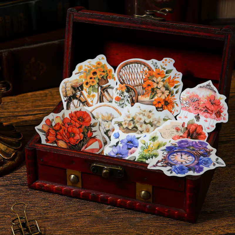 20-teiliges Vintage-Aufkleberset mit Blumenmustern in Multicolour aus Papier - Bild 2