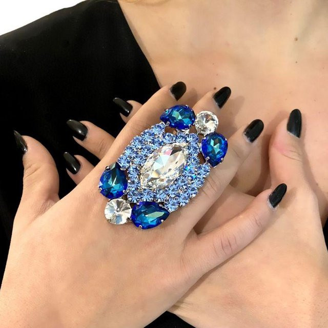 Ring, Silber, Kristall, Damen, verstellbar - Bild 1