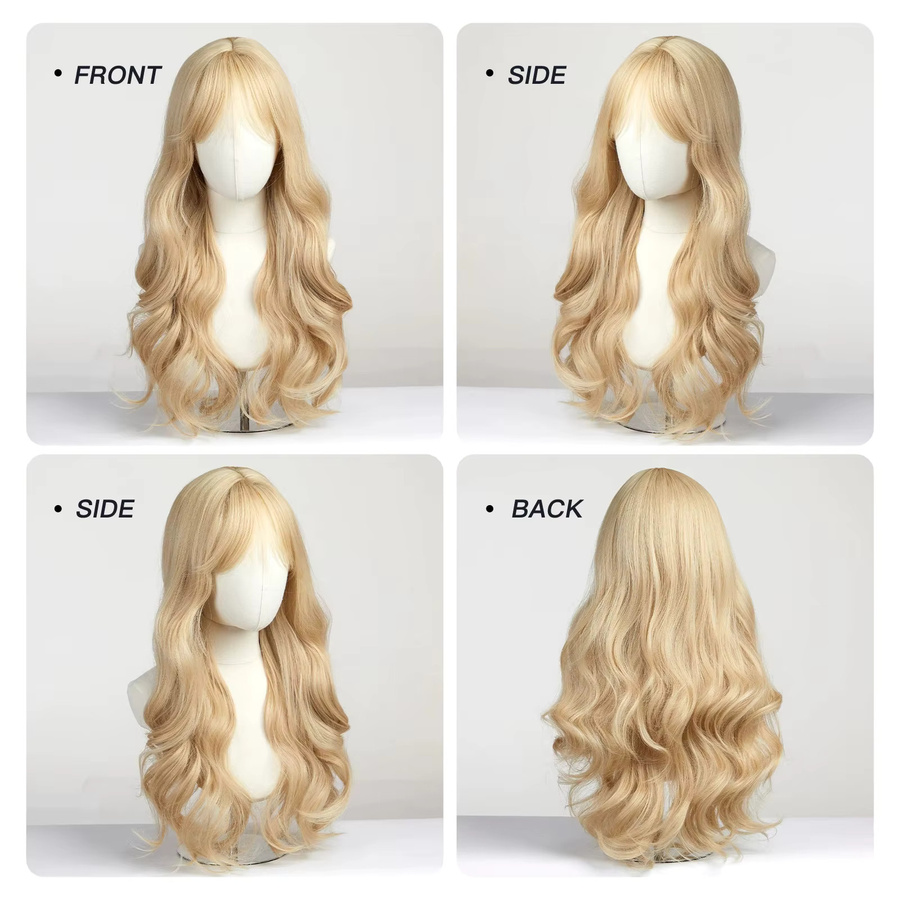 HAIRCUBE Perücke, goldblonde lange gewellte Synthetik-Haare, Damen - Bild 2