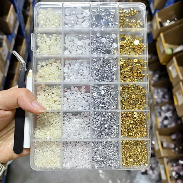 MAFANAILS 3D Halbrunde Perlen-Nagelcharms, Glänzend, 4500 Stück - Bild 1