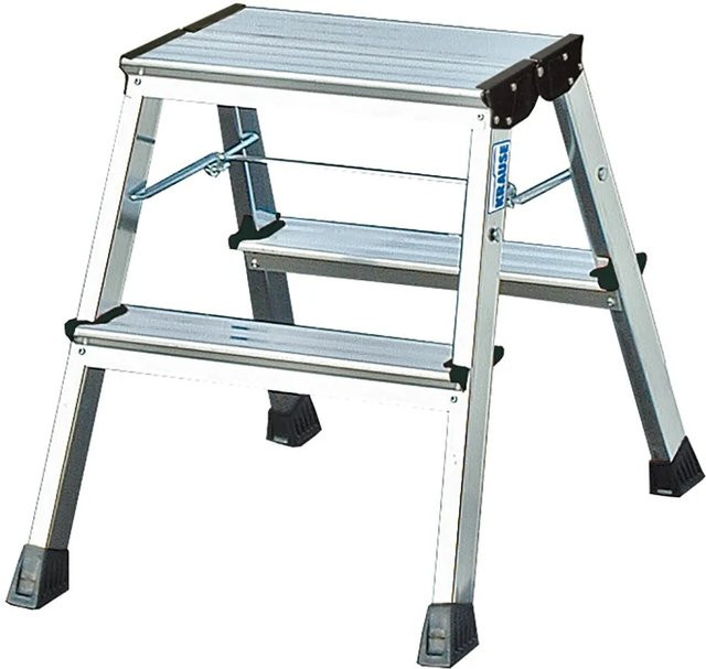 Krause Rolly Doppel-Klapptritt mit Rollen aus Aluminium, 2x2 Stufen, alufarben - Bild 1