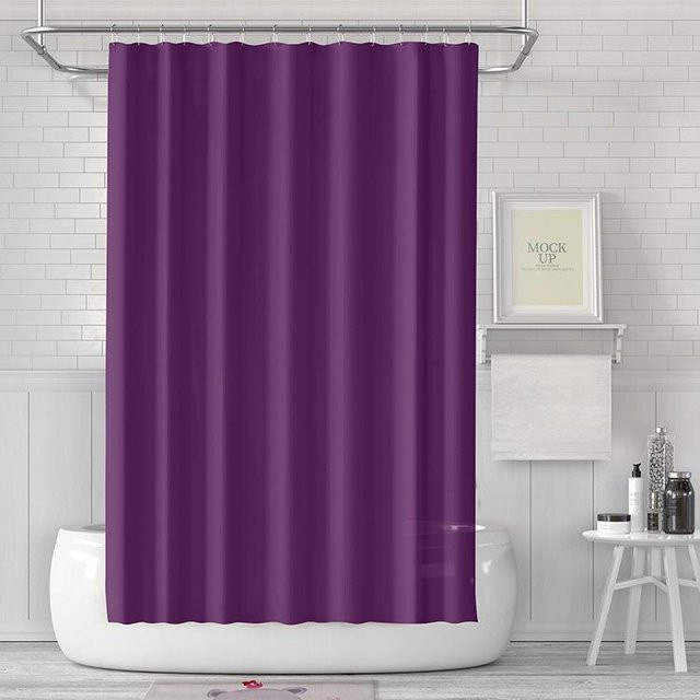 Wasserdichter PEVA Duschvorhang von TrendVibeCN in Lila mit Haken, Einfarbig & Verdickt, B: 90 cm, H: 180 cm - Bild 1