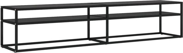 vidaXL TV-Schrank Schwarz aus Hartglas und pulverbeschichtetem Stahl B/T/H: 200 x 40 x 40,5 cm - Bild 1