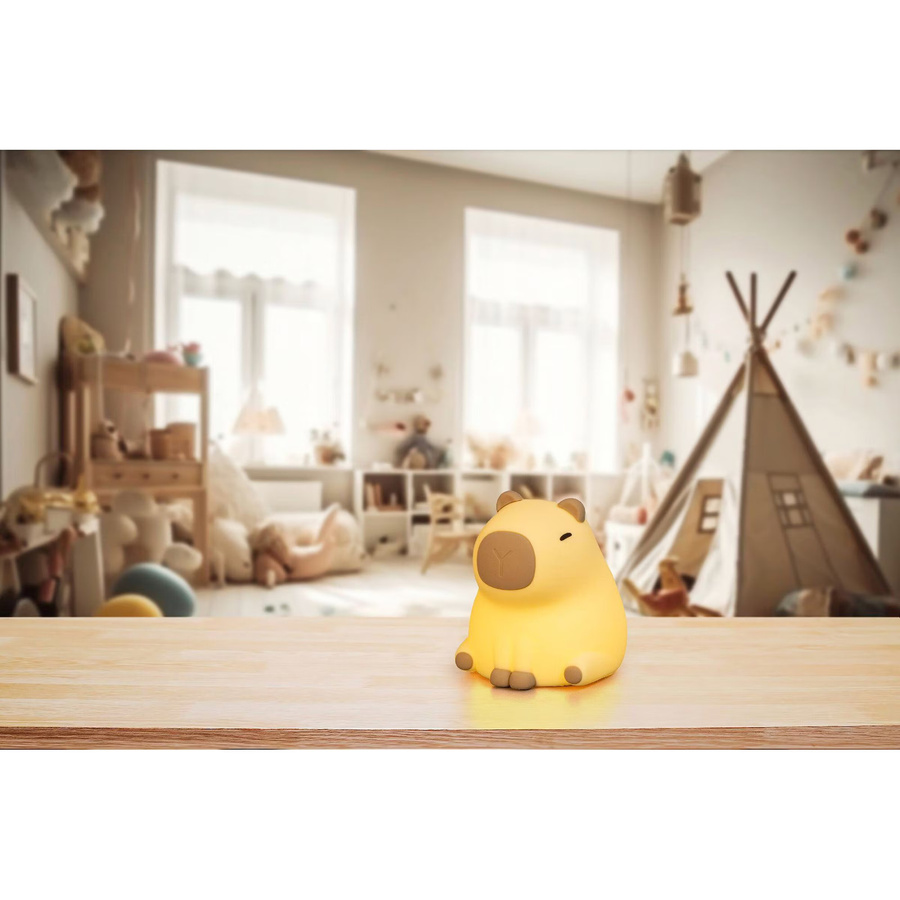FH Lighting Nachtlicht Capybara Piggy aus Silikon in Braun und Beige mit LED, Dimmer und Timer - Bild 3