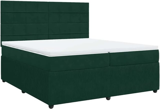 vidaXL Boxspringbett mit Matratze aus Samt in Dunkelgrün, B/T: 200 x 200 cm - Bild 1