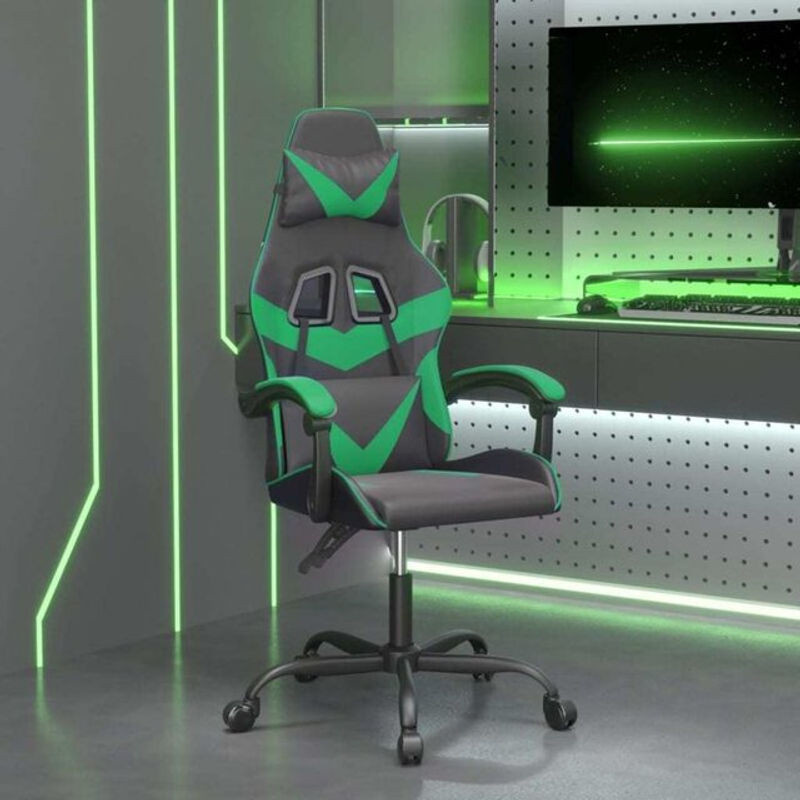 vidaxl Gamingstuhl aus Kunstleder in Schwarz und Grün - Bild 1